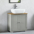 Floor Standing Bathroom Sink Cabinet with Storage | Grey Oak Under Basin Vanity Unit, Modern Cupboard [Plus A Free Gift]