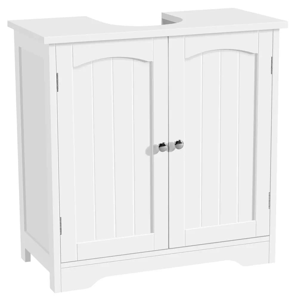 Compact Under Sink Bathroom Cabinet 60x30x60 cm – 2 Door Floor Standing Storage Unit, Pedestal Basin Base with Adjustable Shelf, Small Space Solution for UK Bathroom [Plus A Free Gift]