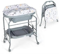 `4‑in‑1 Folding Baby Changing Table, Portable Infant Nursery Station with Built‑in Bath Tub, 4 Universal Rolling Wheels, PVC Changing Pad & Storage Tray, Newborn Massage Diaper Organizer Table`