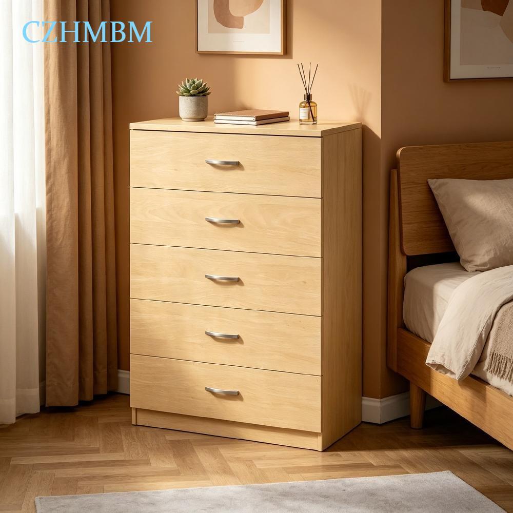 Modern 5 Drawer Chest for Bedroom, Tall Dresser Unit with Metal Handles and Ample Storage [Plus A Free Gift]