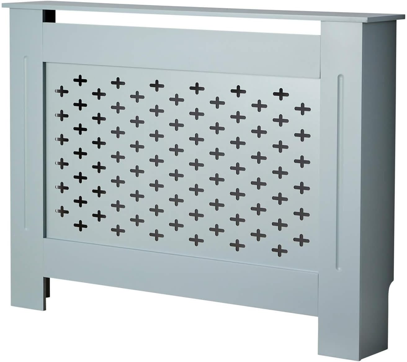 Modern Grey Large Wooden Radiator Cover with Wall Cabinet Shelf and Decorative Grill [Plus A Free Gift]