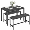 VASAGLE Dining Table with 2 Benches, 3 Piece Set, Kitchen Table of 70 x 110 x 75 cm, 2 Benches of 30 x 97 x 50 cm Each, Steel Frame, Industrial Design, Rustic Brown and Black KDT070B01