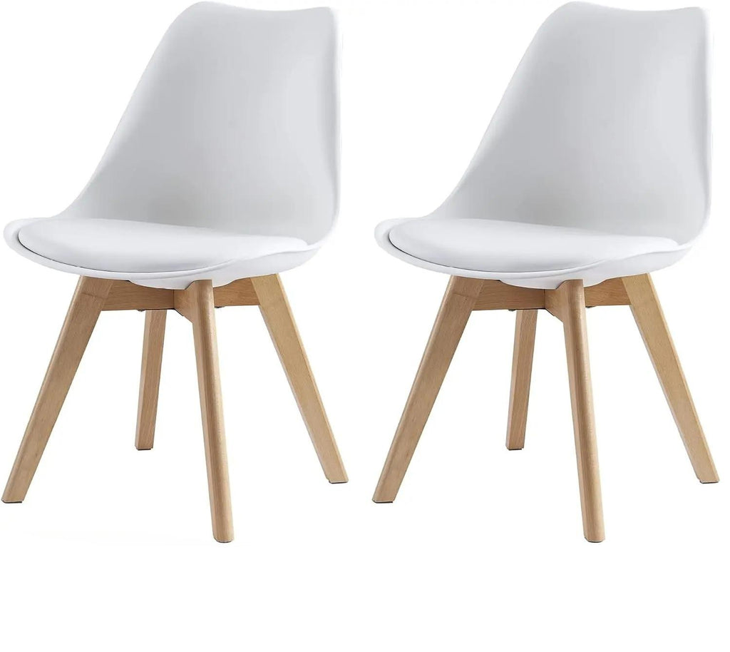 Set of 2 Retro Dining Chairs, Deluxe Upholstered Accent Chairs with Soft Padded Cushion and Sturdy Wooden Legs, Modern Multi-Purpose Lounge Side Chairs for Dining Room, Living Room, Bedroom and Home Office Decor