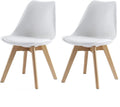 Set of 2 Retro Dining Chairs, Deluxe Upholstered Accent Chairs with Soft Padded Cushion and Sturdy Wooden Legs, Modern Multi-Purpose Lounge Side Chairs for Dining Room, Living Room, Bedroom and Home Office Decor