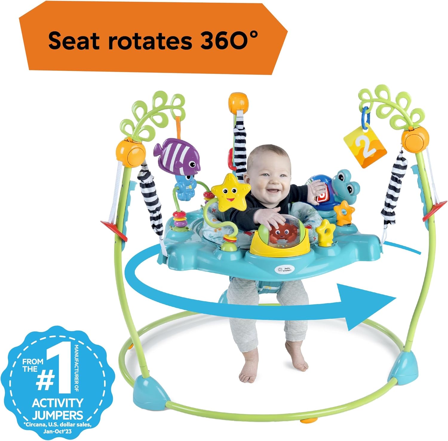 Baby Einstein, Ocean Explorers Curiosity Cove 2-in-1 Educational Activity Jumper and Floor Toy, Ages 6-12 Months