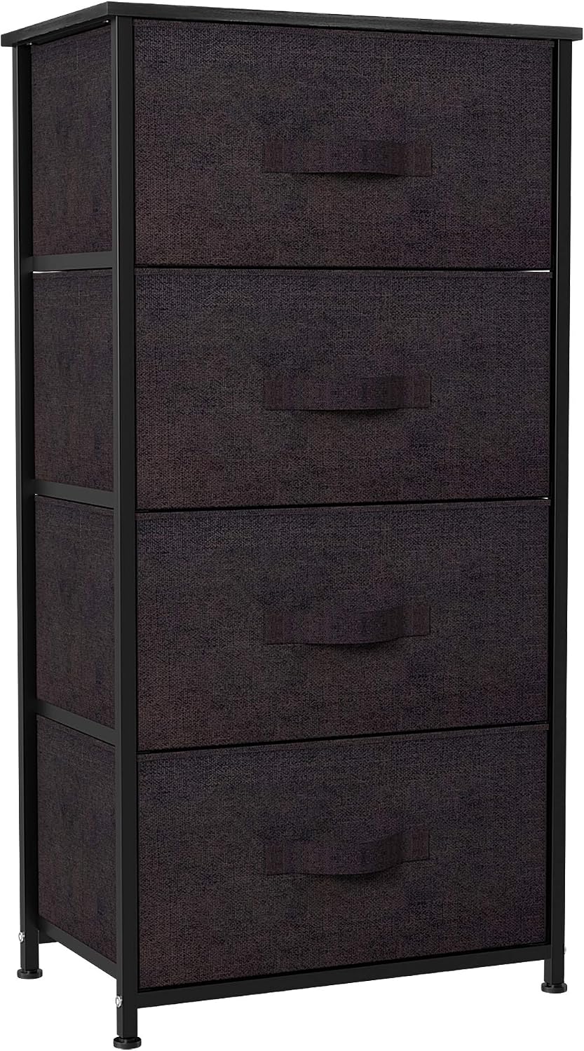 YITAHOME Chest of Drawers with 4 Drawers,Bedroom Drawers, Fabric Dresser with Wood Top,Drawer storage unit for for Bedroom, Living room, Dark Grey
