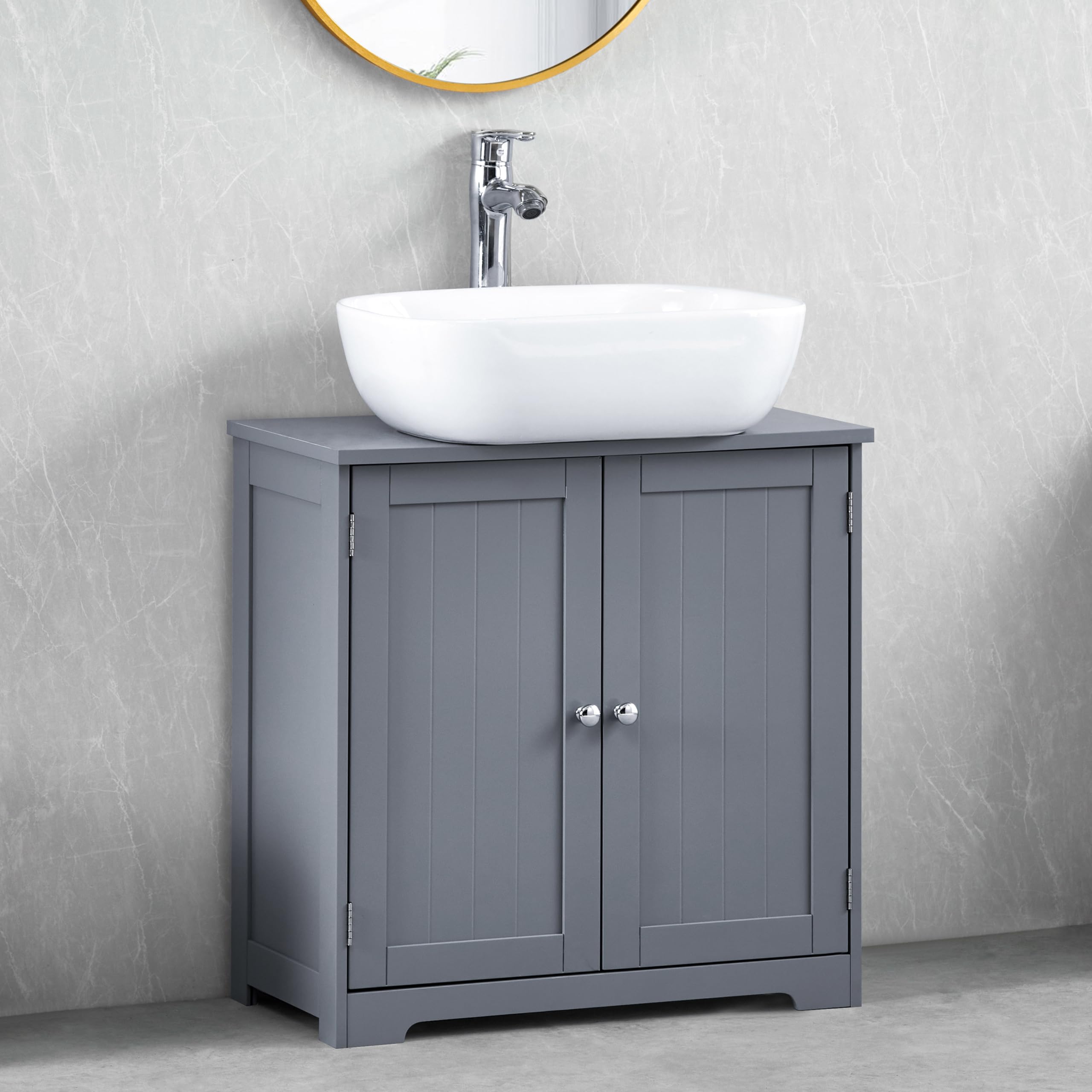 Bath Vida Priano Freestanding 2 Door Under Sink Cabinet, Grey & Oak