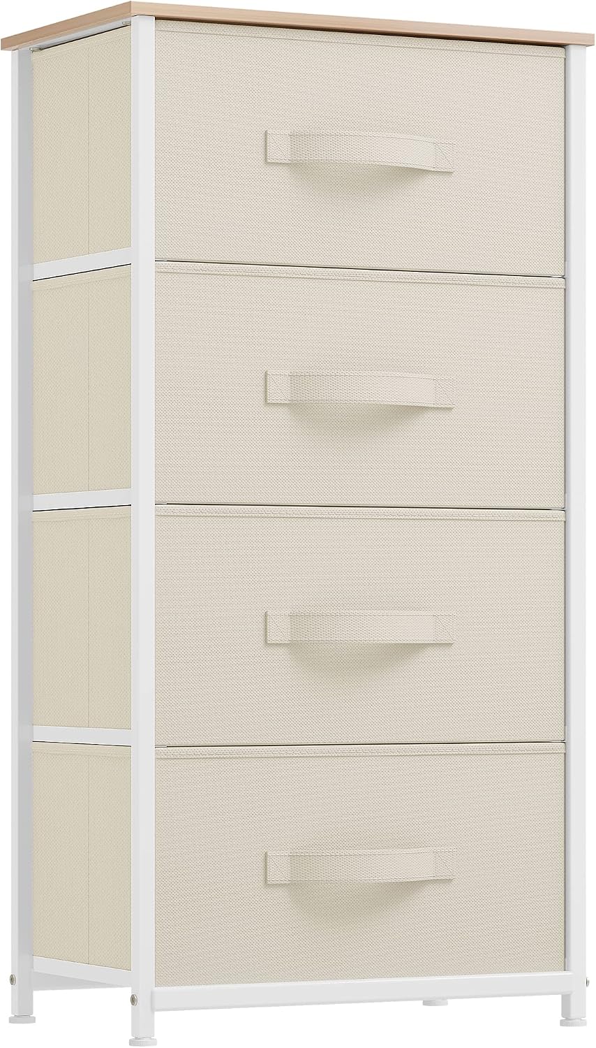 YITAHOME Chest of Drawers with 4 Drawers,Bedroom Drawers, Fabric Dresser with Wood Top,Drawer storage unit for for Bedroom, Living room, Dark Grey