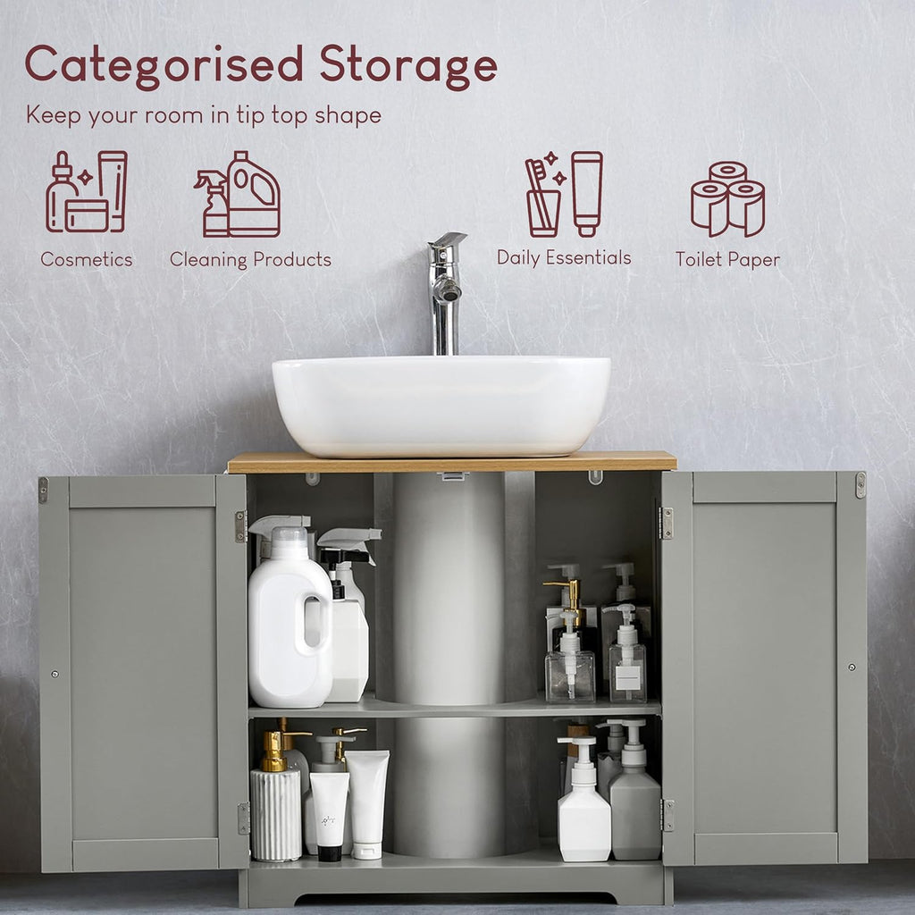 Bath Vida Priano Freestanding 2 Door Under Sink Cabinet, Grey & Oak