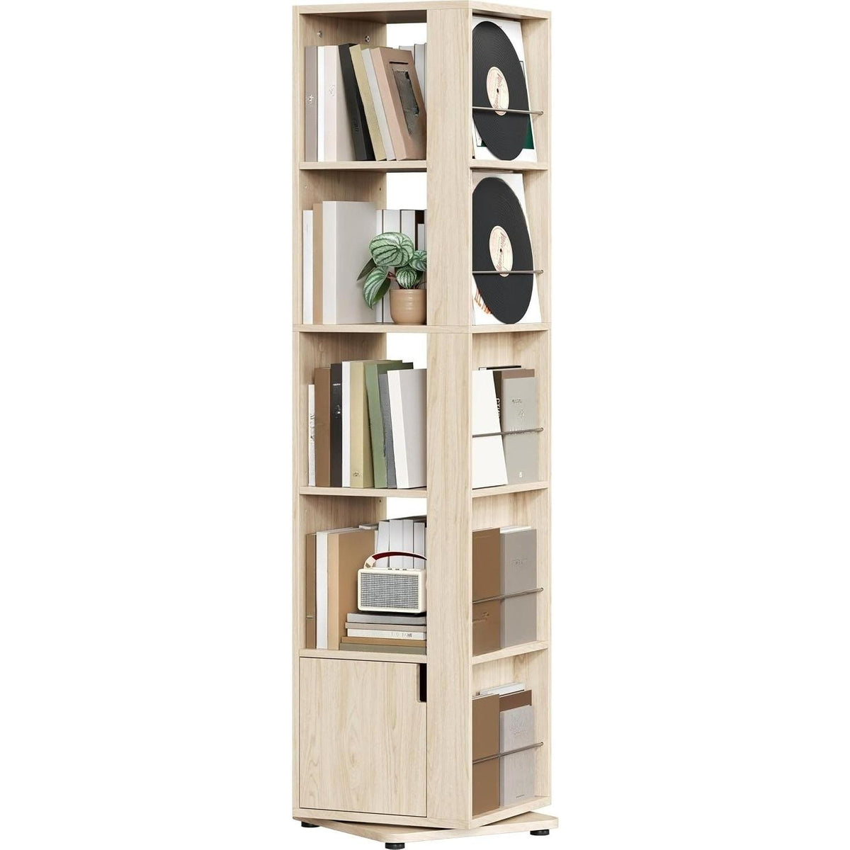 `Modern Tall Slim Open Bookcase, Freestanding Display Storage Shelf with Adjustable Shelves & Anti‑Tip Wall Anchor, Multi‑Purpose Unit for Books, Plants & Home Decor, Bedroom Living Room Office Study`