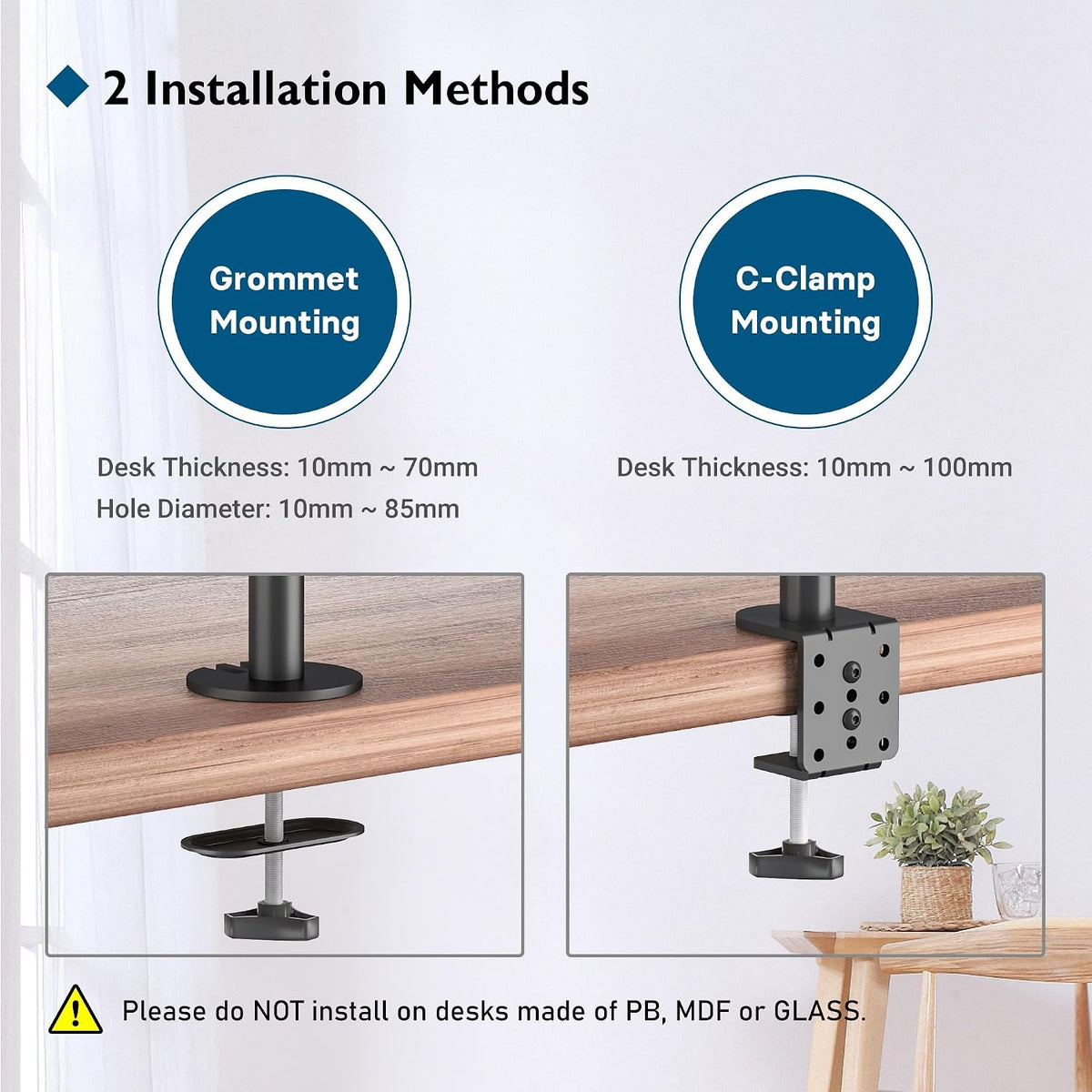 VEN-BONTEC Dual Monitor Arm Desk Mount for 13–27 Inch Computer Screens, VESA 75x75/100x100, Full Motion Adjustable Monitor Arm with 360° Rotation, Height Adjustable up to 430mm, Max 10kg per Arm, Black