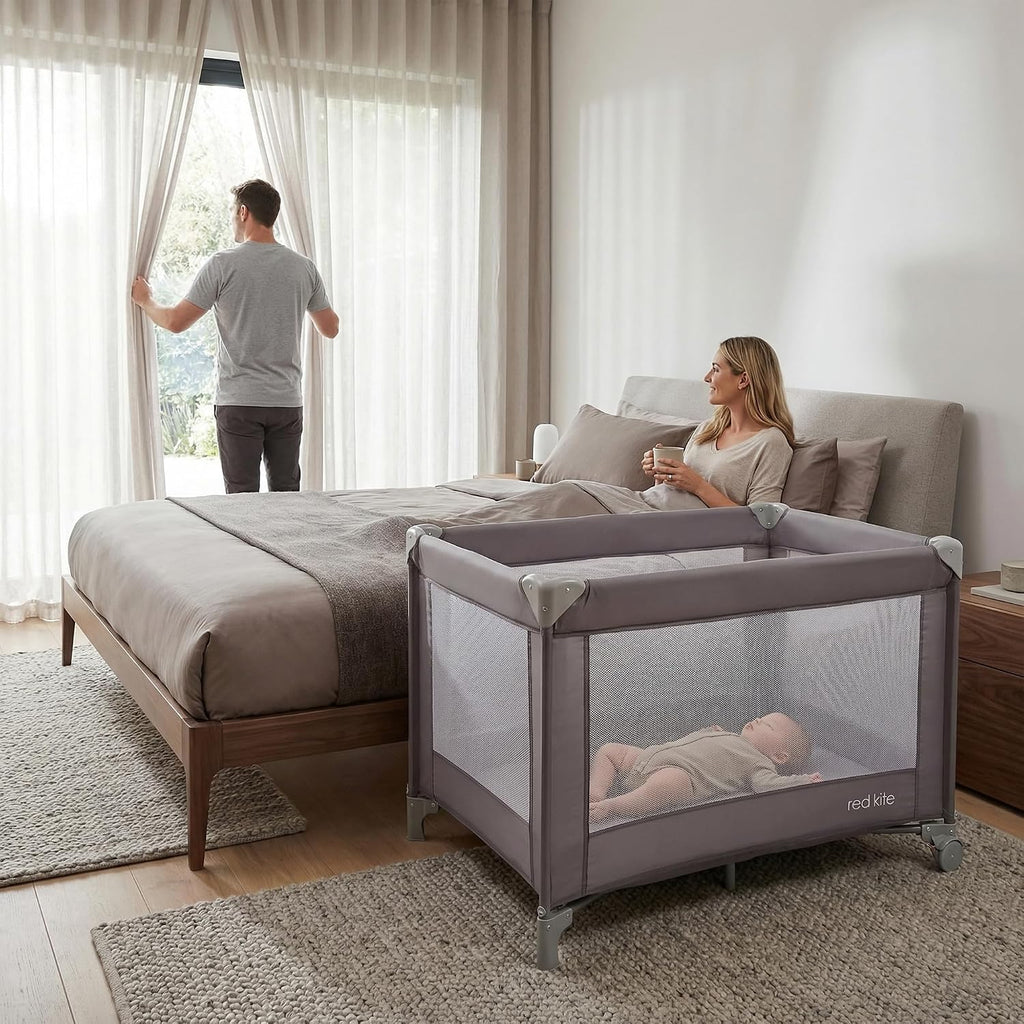 Red Kite Sleeptight Travel Cot - Grey