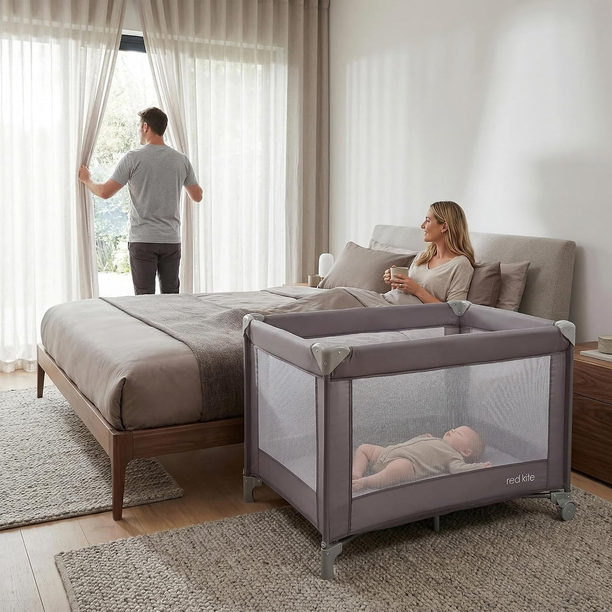 Red Kite Sleeptight Travel Cot - Grey