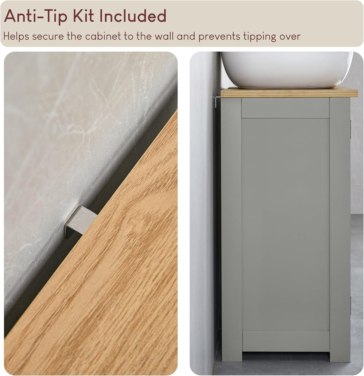 Bath Vida Priano Freestanding 2 Door Under Sink Cabinet, Grey & Oak