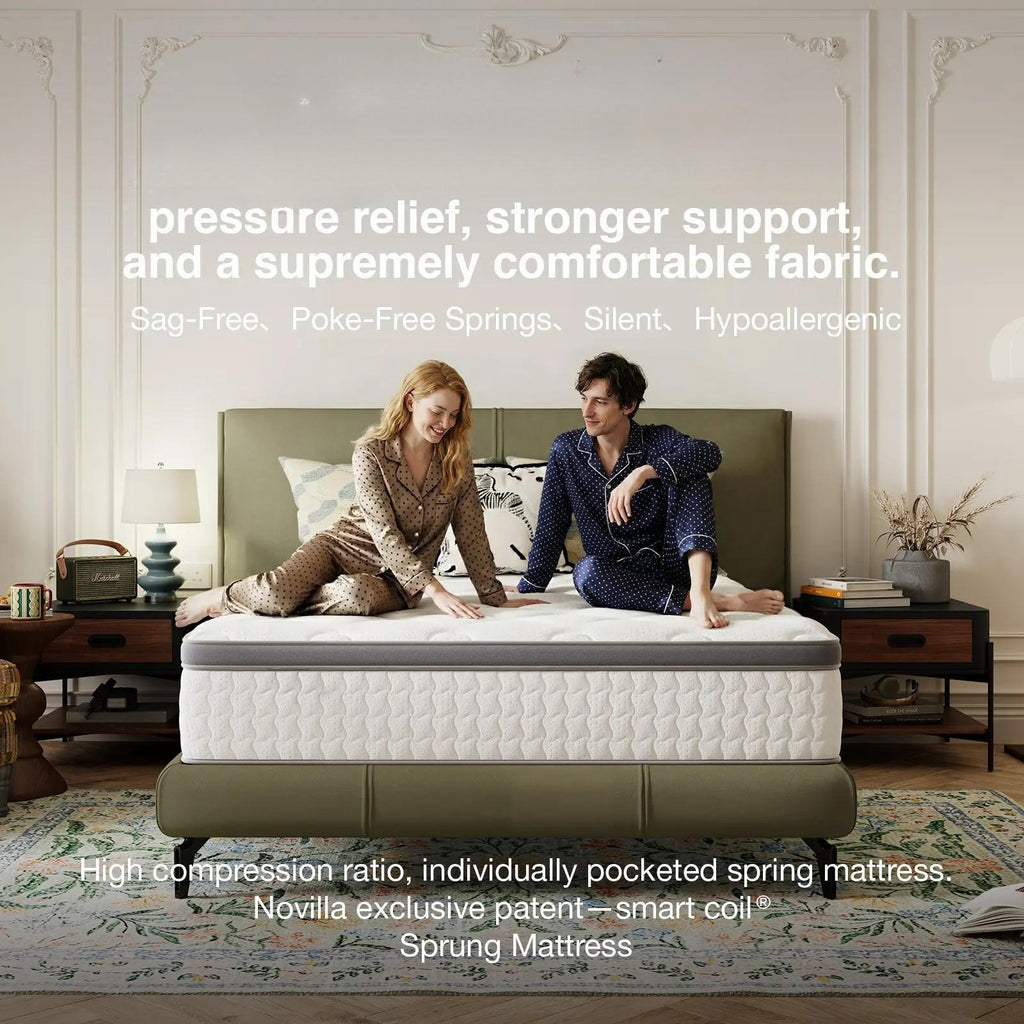 Hybrid Innerspring Mattress, 25cm Thick Comfort Bed Mattress with Cool‑Touch Breathable Cover, Pressure Relief & Motion Isolation Hybrid Mattress, Single/Double/King Size for Bedroom Guest Room