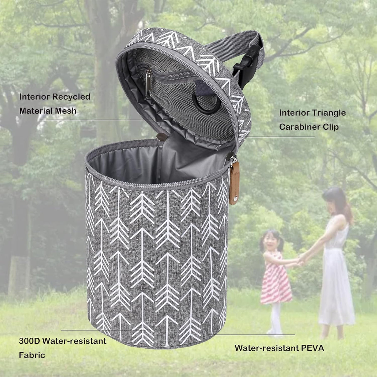Insulated Baby Bottle Thermal Bag, Portable Breast Milk Cooler Bag Fits 4 Baby Bottles with Ice Pack & Shoulder Strap, Tote Storage Bag Portable Milk Bottle Holder & Carrier (Black & Grey)
