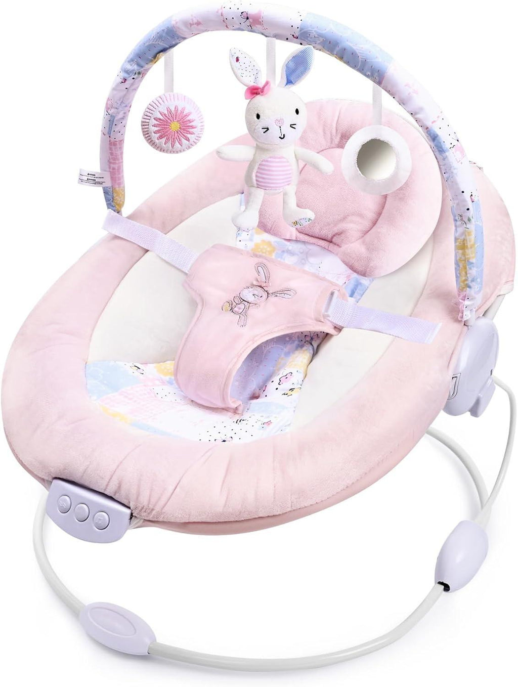 【NS】Baby Bouncer with Soothing Music & Vibration | Soft Padded Lamb Seat | Gentle Rocking for Calming & Sleep | Newborn to 6 Months [Plus A Free Gift]