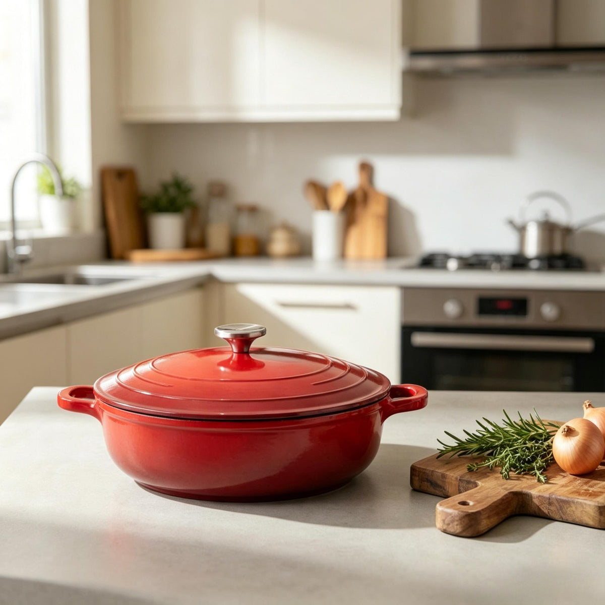 Aluminium Non Stick Casserole Dish with LidOven Proof Dutch Oven, Induction Safe Stockpot, Heat Resistant Cookware for Home Kitchen