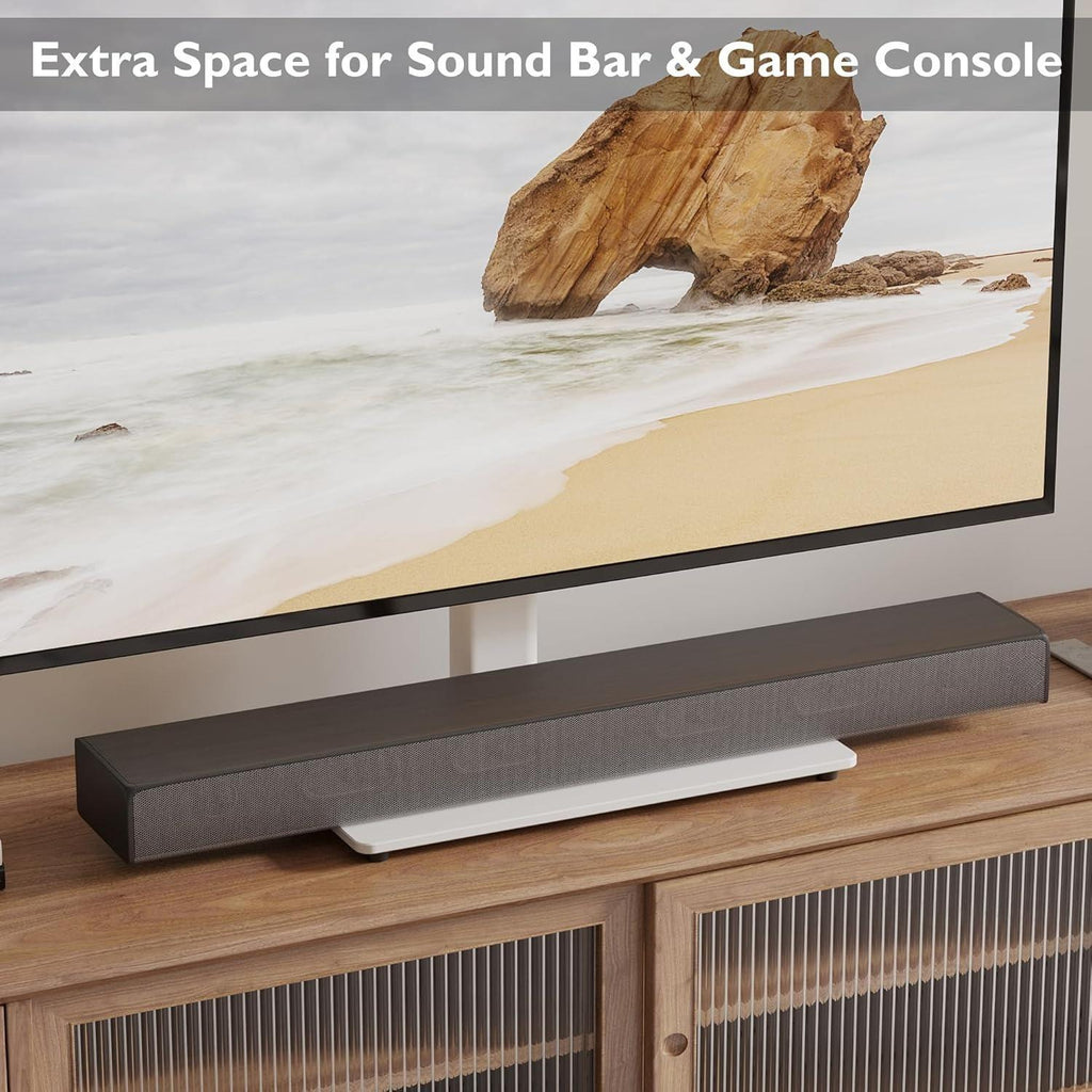 Universal TV Stand for 24–60 Inch LCD LED OLED Plasma TVs, Height Adjustable Table Top Pedestal with Bracket, 8mm Tempered Glass Base, 45kg Load, Max VESA 400x400mm, Cable Management