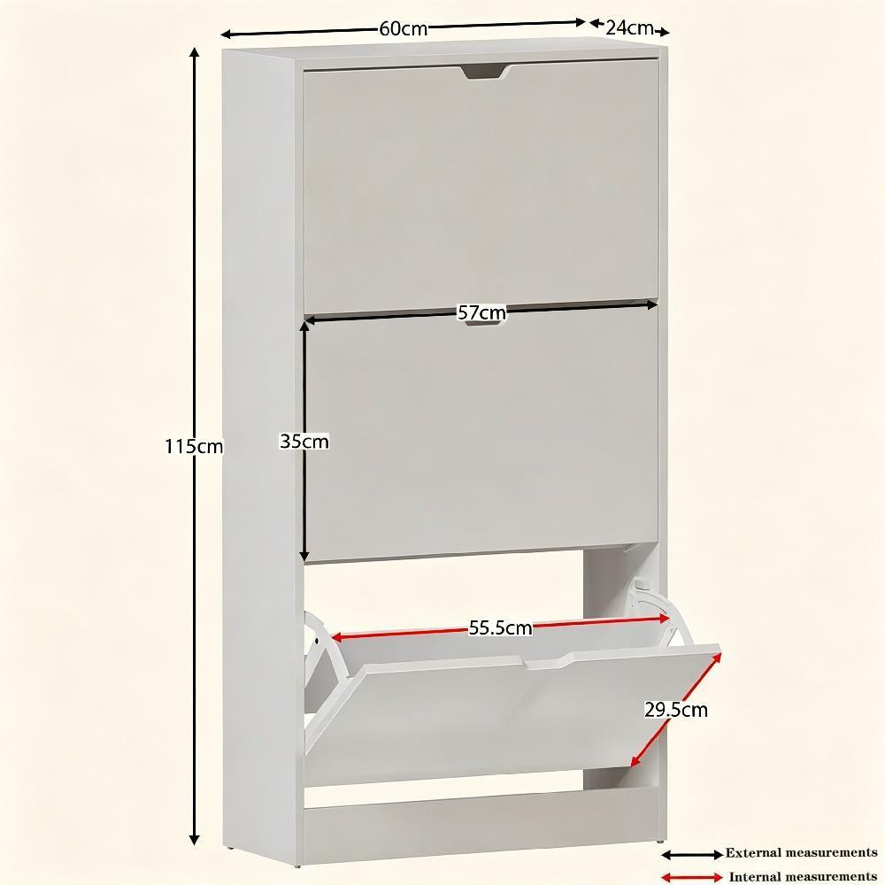 Slim Wooden Shoe Cabinet with 3 Flip Drawers, Dustproof Entryway Storage Unit, Space-Saving Hallway Organiser, Sustainable Furniture [Plus A Free Gift]