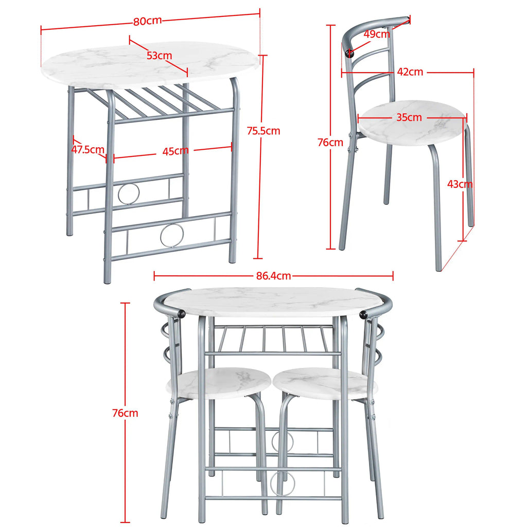 Breakfast Bar Table and Chair Set, 80x53x75.5cm Compact Kitchen Dining Set with Storage Shelf, Space-Saving Furniture for Apartments & Dorm Rooms [Plus A Free Gift]