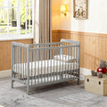 Baby Cot Crib with Waterproof Mattress & Adjustable Height - Grey/White Modern Nursery Bed, Safe Newborn Sleeping Crib [Plus A Free Gift]