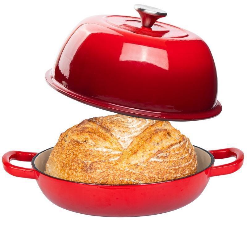 Enameled Cast Iron Bread Pot with Lid, Premium Dutch Oven for Home Baking, Even Heat Retention & Steam Circulation, Rust-Proof Scratch-Resistant, Ideal for Bread Roasting Stewing, Oven Safe Cookware