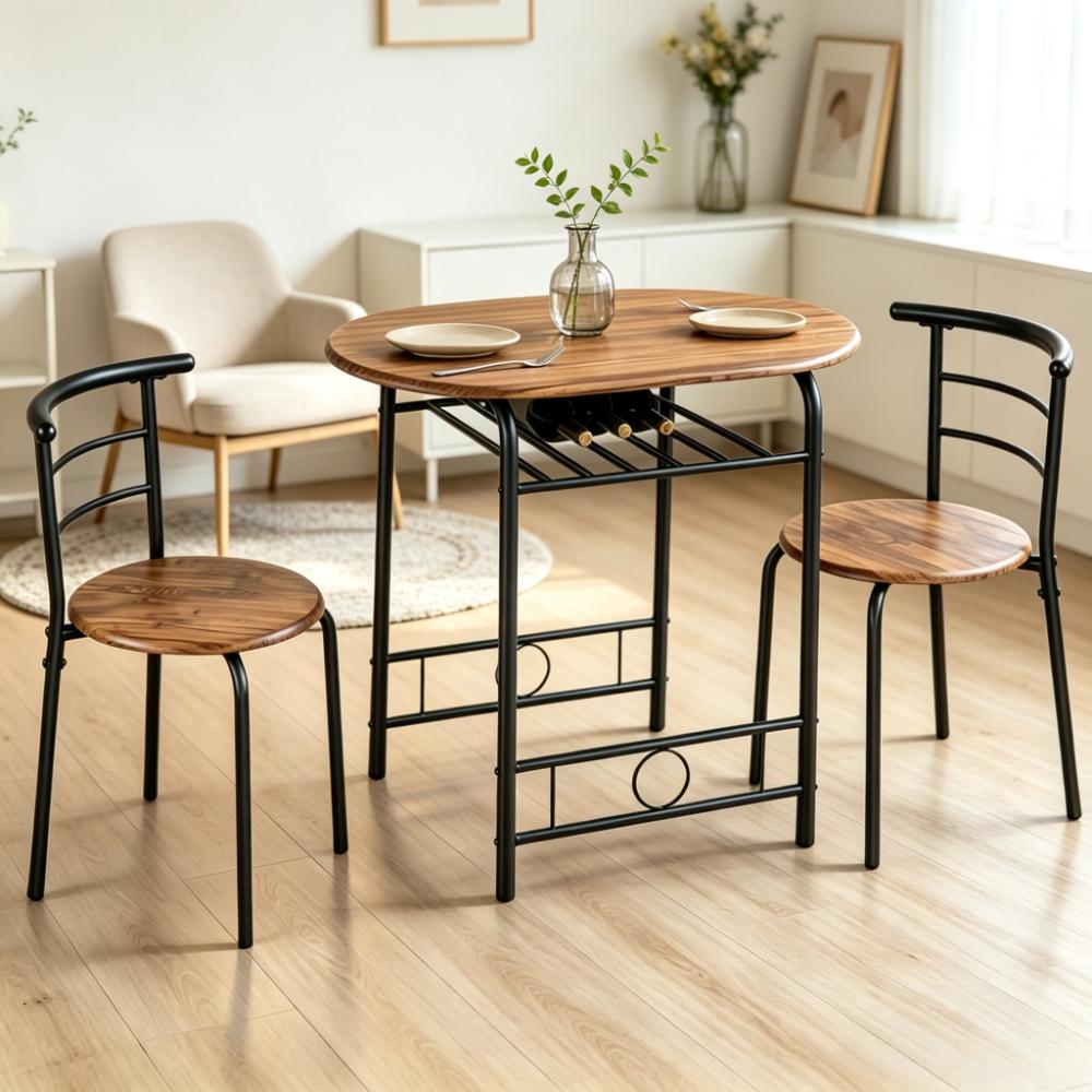 Compact Breakfast Bar Table and Chair Set 80x53x75.5cm, Kitchen Dining Unit with Storage Shelf, Space-Saving Furniture for Small Apartments, Dorm Rooms, and Studio Kitchens [Plus A Free Gift]