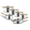 Stainless Steel Non-Stick Cookware Set, Pots & Pans with Heat-Resistant Handles, Compatible with All Stovetops, Premium Kitchen Essential & Holiday Gift Choice