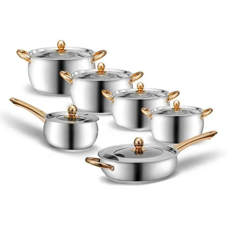 Stainless Steel Non-Stick Cookware Set, Pots & Pans with Heat-Resistant Handles, Compatible with All Stovetops, Premium Kitchen Essential & Holiday Gift Choice