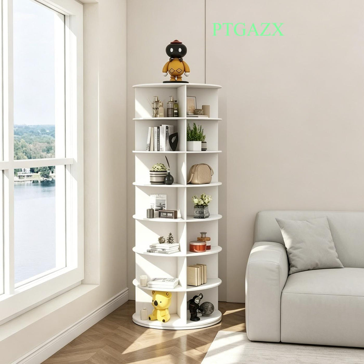 360° Rotating Shoe Rack Tower, 6/7 Tier Lazy Susan Shoe Storage Organizer, Round Carousel Cabinet for Shoes & Handbags, Space-Saving Solution for Entryway, Hallway & Closet