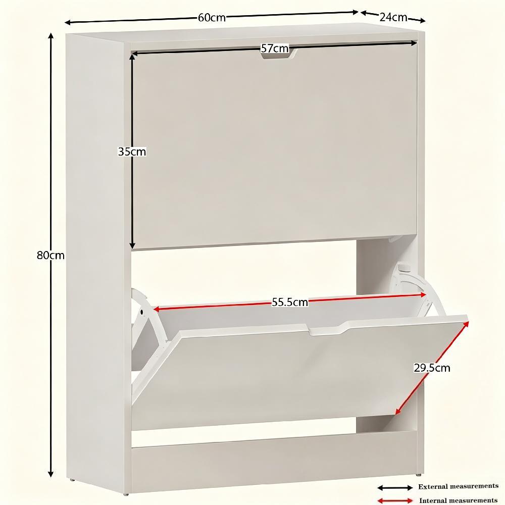 Wooden Shoe Cabinet with Flip Drawers, Dustproof Slim Storage Unit for Hallway Entryway, Space-Saving Cupboard [Plus A Free Gift]