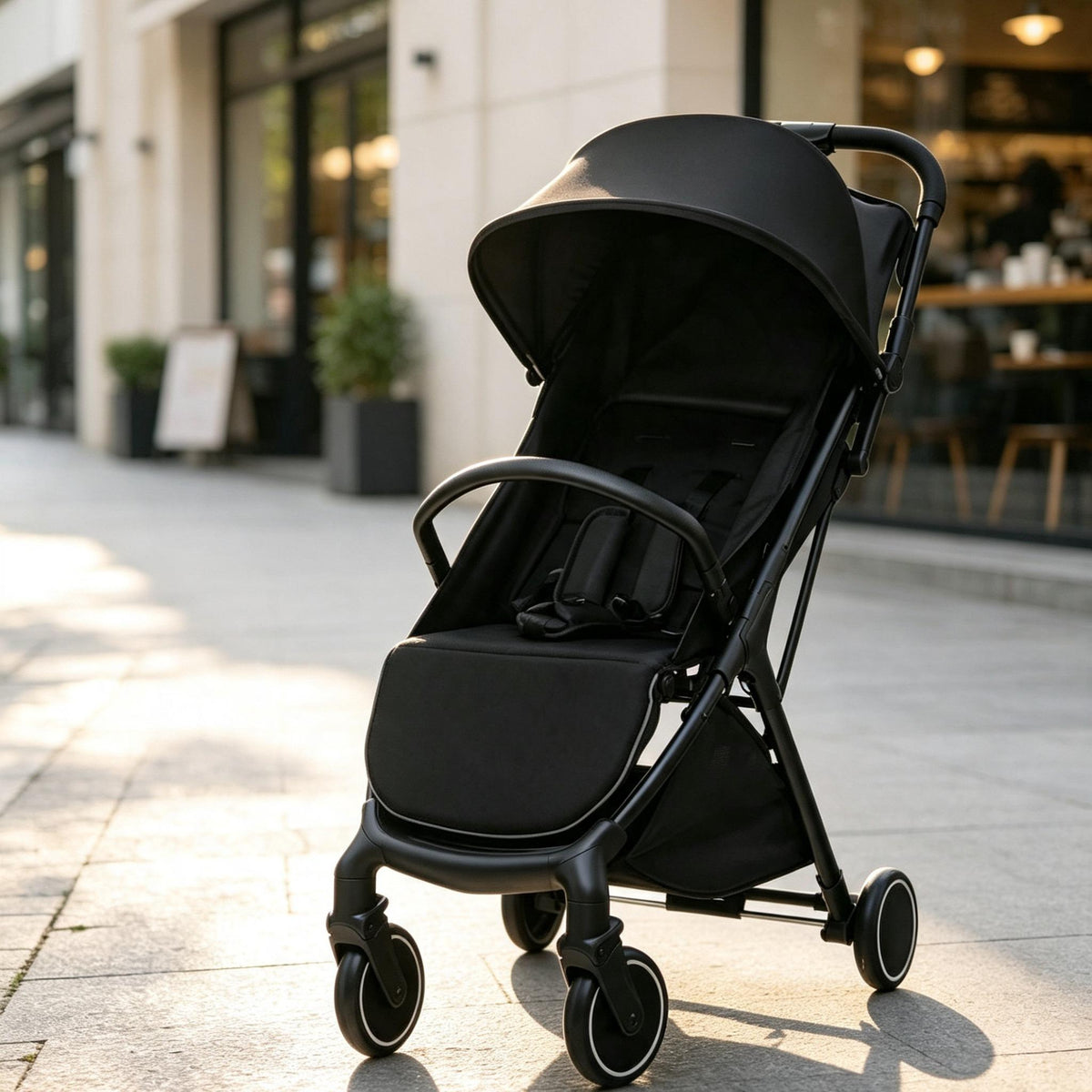 Lightweight Portable Baby Stroller, One-Hand Fold Travel Pushchair with Washable Seat Cover, 5-Point Safety Harness, Adjustable Canopy & Backrest & Footrest, Anti-Slip Brake Travel Buggy for Newborns 0–3 Years