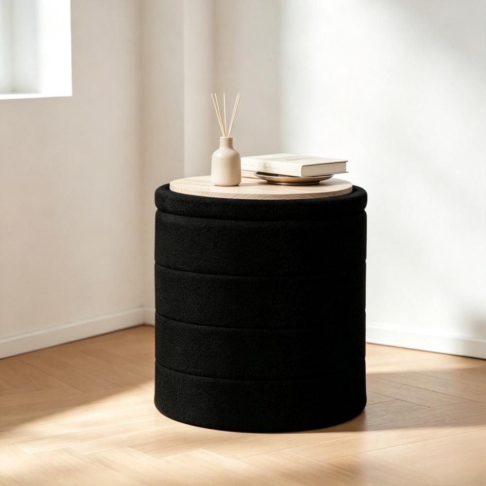 Large Round Ottoman with Storage,Folding Boucle Stool,Ottoman Coffee Table,Chest Toy Box,Footstool for Living Room,Bedroom
