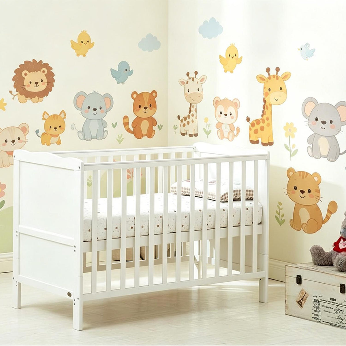 direct Direct Detachable Wooden Baby & Toddler Bed 126x66 cm Non-Toxic Eco Paint Rounded Safety Edges Space-Saving Design Sturdy Structure for Nursery Kids' Room