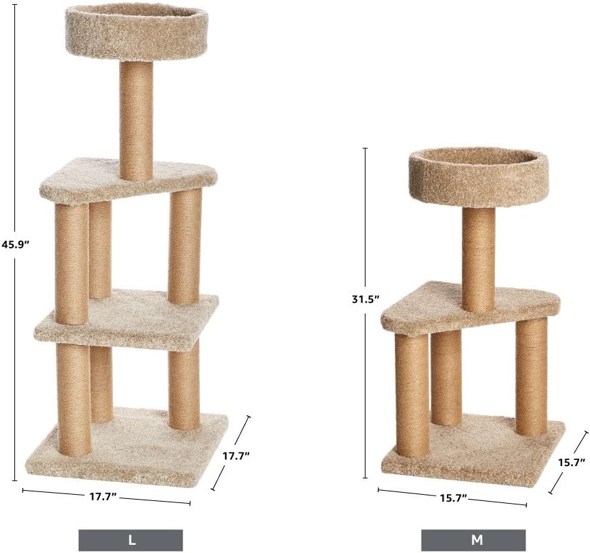 Indoor Large Beige Cat Tree Tower, Multi‑Level Cat Activity Centre with Natural Sisal Scratching Posts, Cozy Perch Bed & Hanging Interactive Toy, Stable Climbing Play House for Kittens Adult Cats Home Living Room Decor