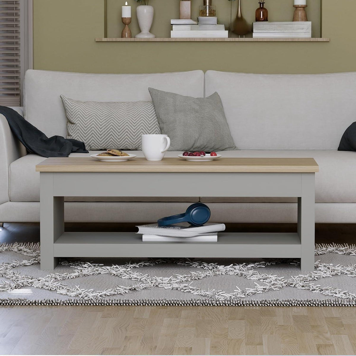 Sleek Modern MDF Coffee Table with Single Shelf Storage - Stylish Living Room Coffee Table