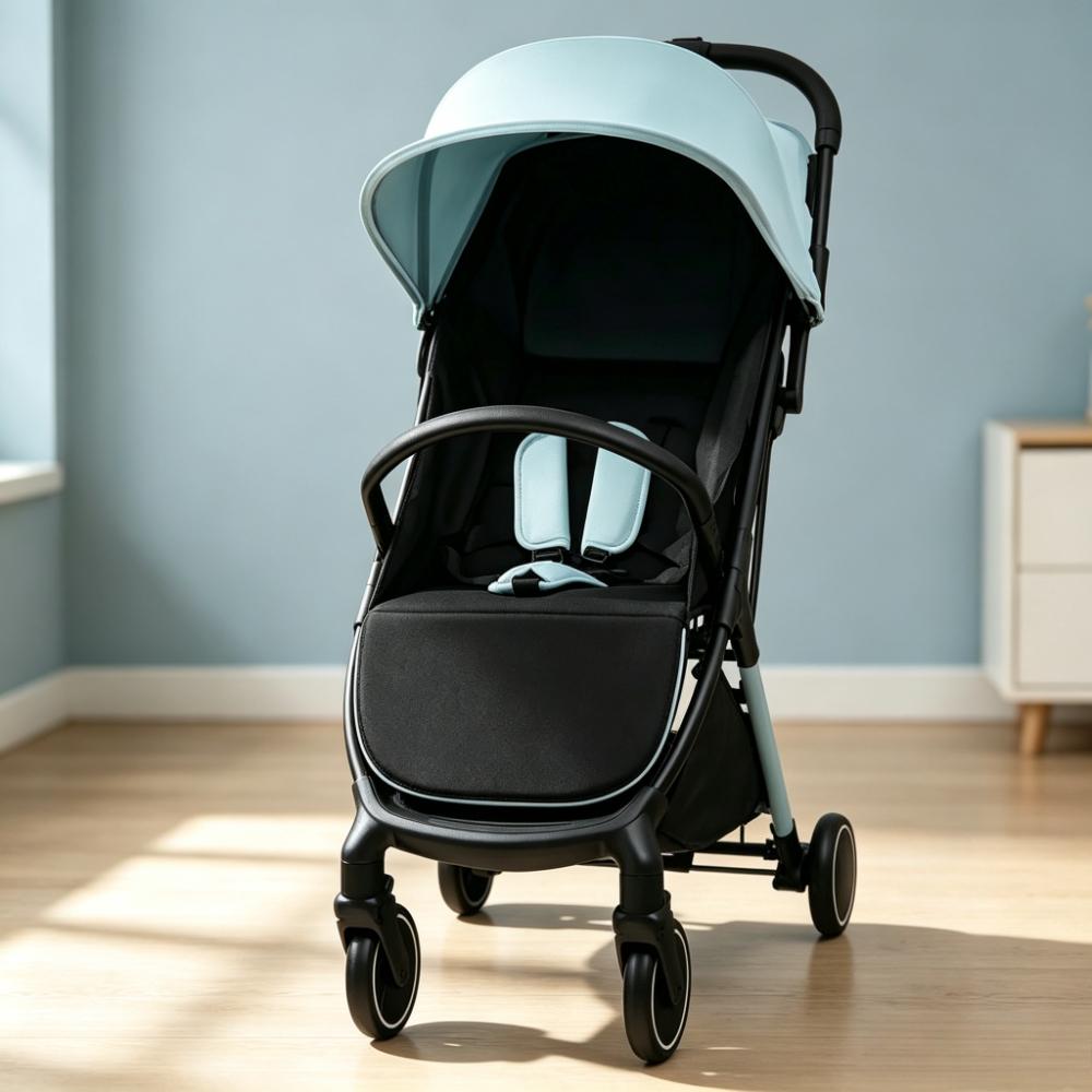 Compact Travel Baby Stroller with Detachable Seat Cover, 5-Point Safety Harness, Multi-Angle Canopy, Reclining Backrest and Adjustable Footrest, Lightweight One-Hand Fold Pushchair for Newborn to 3 Years [Plus A Free Gift]