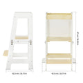 3-in-1 Toddler Learning Tower Step Stool & Mini Desk with Safety Rail and Black & Whiteboard for Kitchen Counter