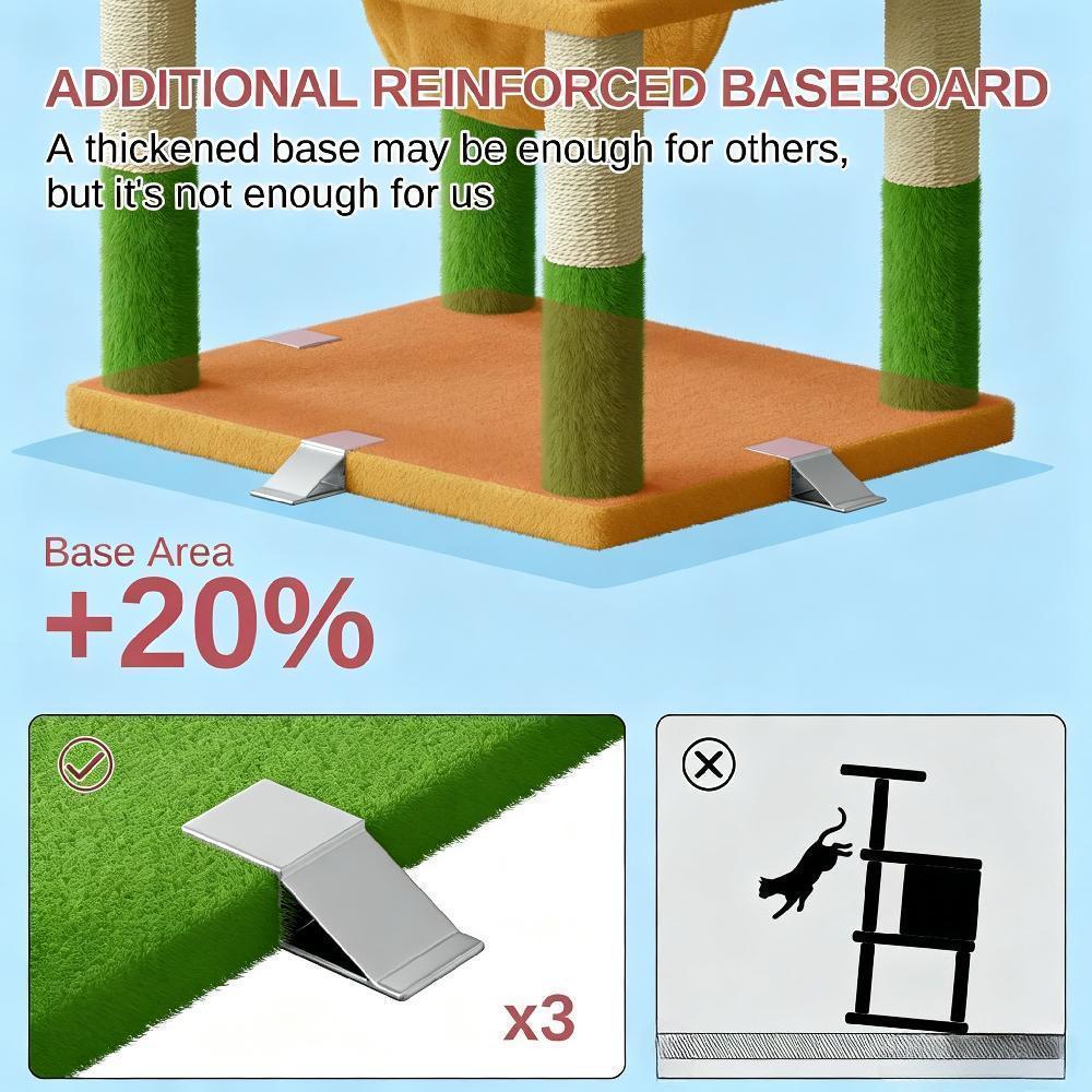 208cm Extra Large Cat Tree, Multi-level Scratching Post Climbing Tower with Hammock Basket, Activity Centre for Playful Cats [Plus A Free Gift]