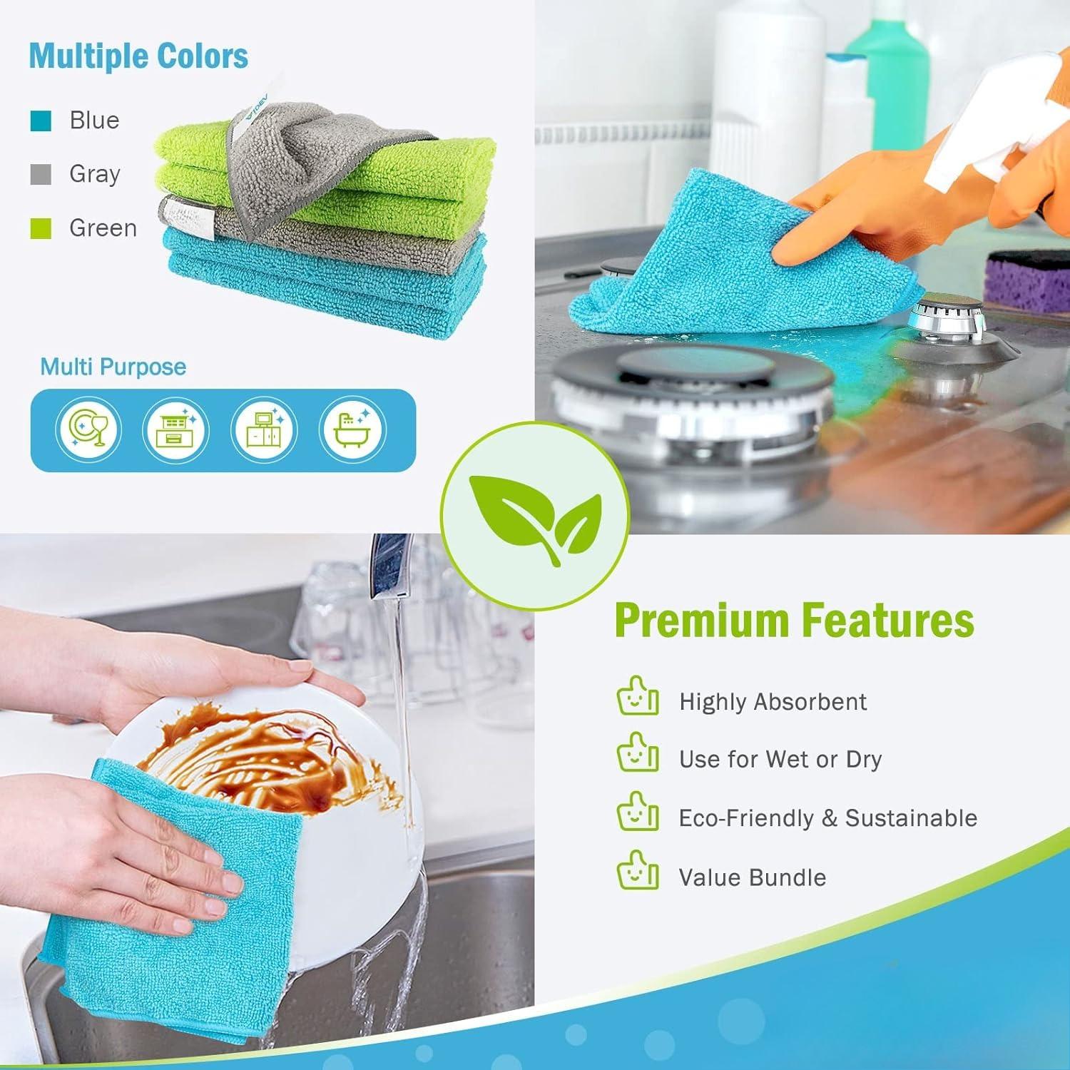 Microfibre Cleaning Cloths Pack of 50, Multifunctional Reusable Cleaning Towels, Lint Free Streak Free Washable Cloth Duster for House, Kitchen, Car, Motorbike, Windows 30 x 30 cm