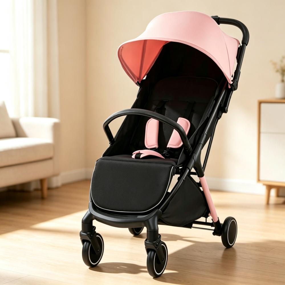 Compact Travel Baby Stroller with Detachable Seat Cover, 5-Point Safety Harness, Multi-Angle Canopy, Reclining Backrest and Adjustable Footrest, Lightweight One-Hand Fold Pushchair for Newborn to 3 Years [Plus A Free Gift]