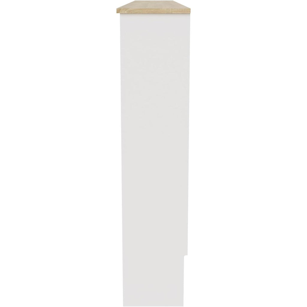 Large White Slatted Wood Radiator Cover with Shelf - Modern Furniture Style for Living Room, Bedroom [Plus A Free Gift]