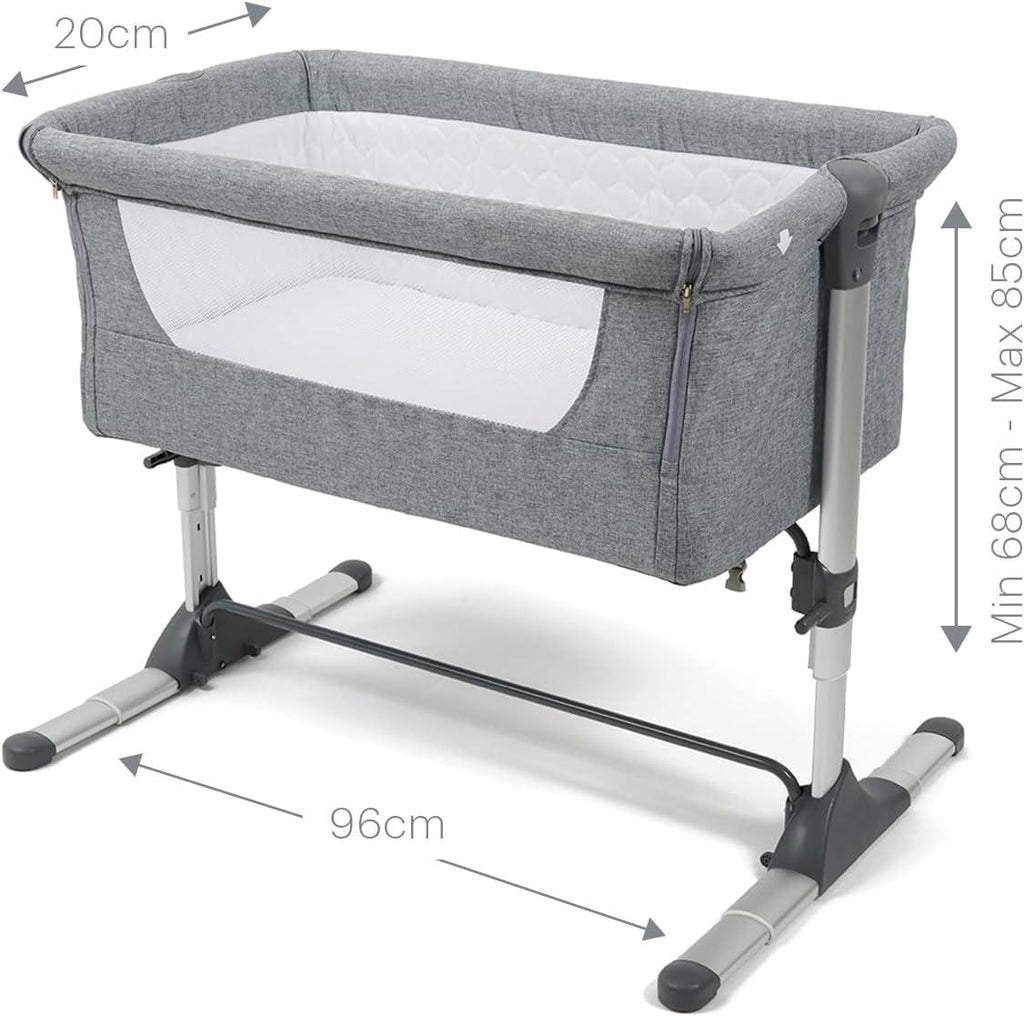 Bedside Co‑Sleeper Crib, 2‑in‑1 Adjustable Height Baby Bassinet with 5cm Thick Mattress, Anti‑Reflux Incline Breathable Mesh, Safety Certified, Co‑Sleeping Standalone Cot for Newborn Infant