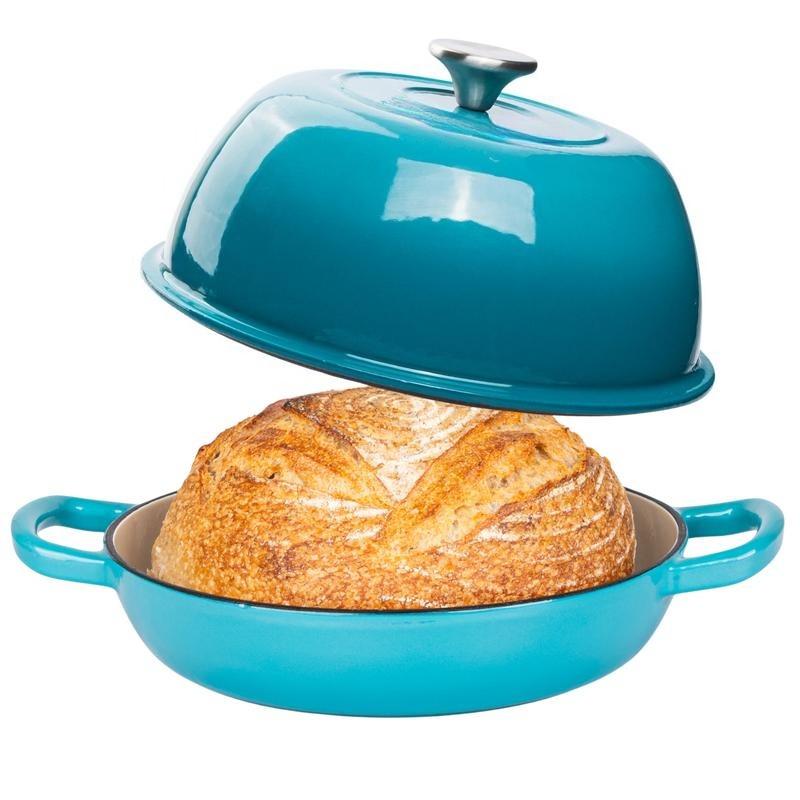 Enameled Cast Iron Bread Pot with Lid, Premium Dutch Oven for Home Baking, Even Heat Retention & Steam Circulation, Rust-Proof Scratch-Resistant, Ideal for Bread Roasting Stewing, Oven Safe Cookware