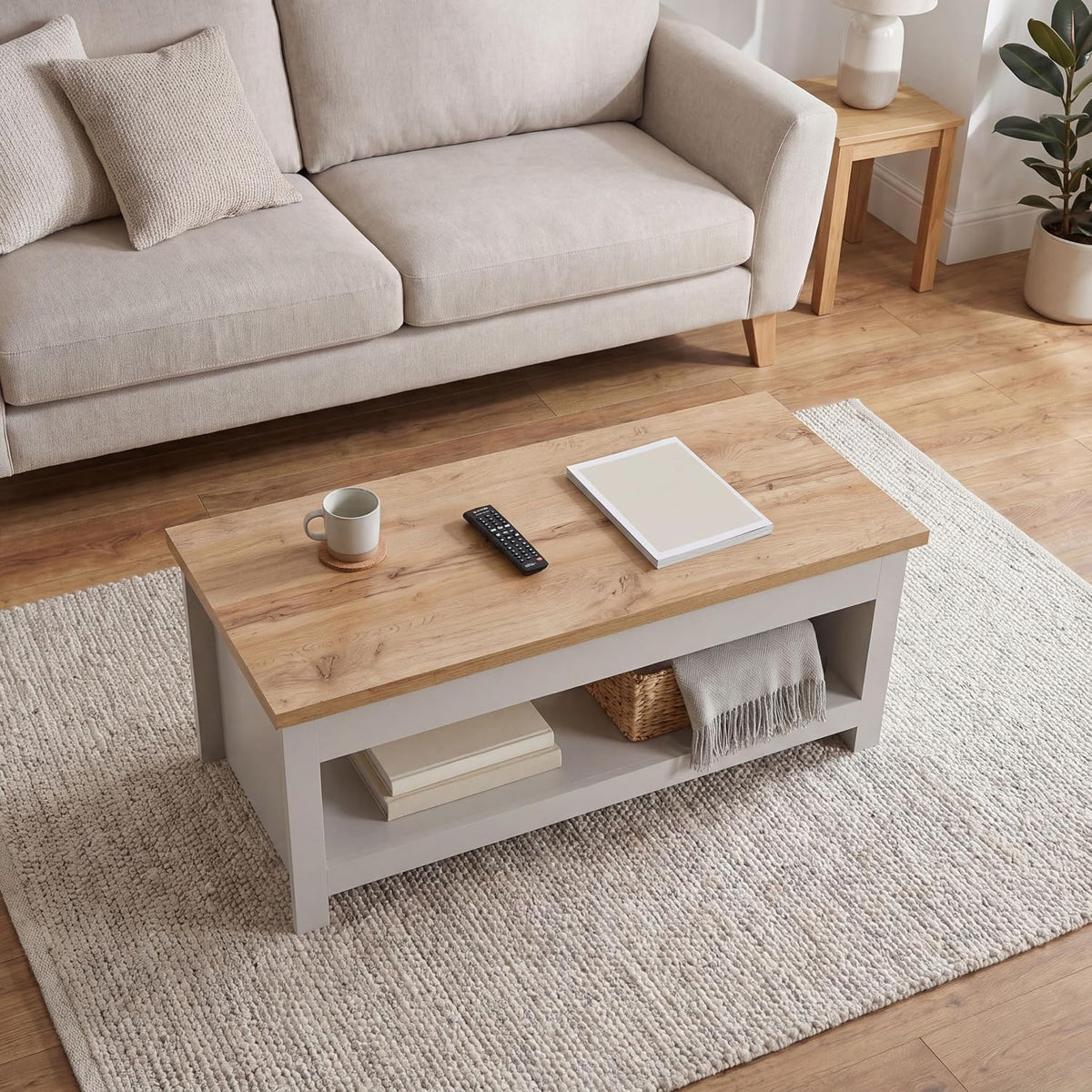 Vida Designs Arlington Coffee Table 1 Shelf Storage MDF Living Room Modern Furniture (Grey)