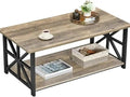 2-Tier Storage Coffee Table, 100cm Modern X-Frame Accent Table with Safe Rounded Corners, Multipurpose Side Table for Living Room Home Office