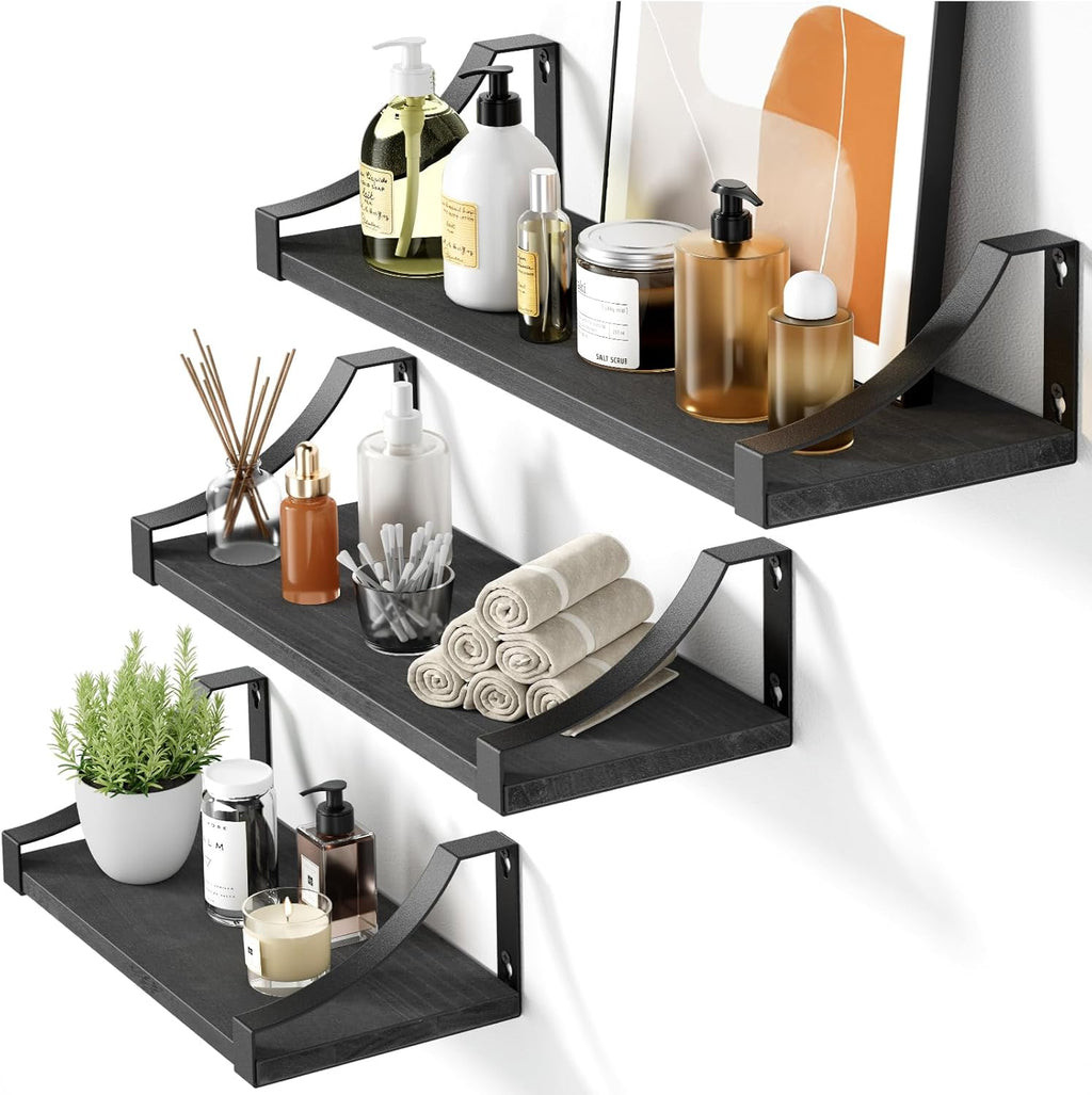 Floating Shelves Wall Mounted Shelf, Paulownia Wood Wall Shelves, Wooden Shelves for Bedroom, Bathroom, Living Room, Kitchen, Home Office, Laundry room,etc (rustic) Decor