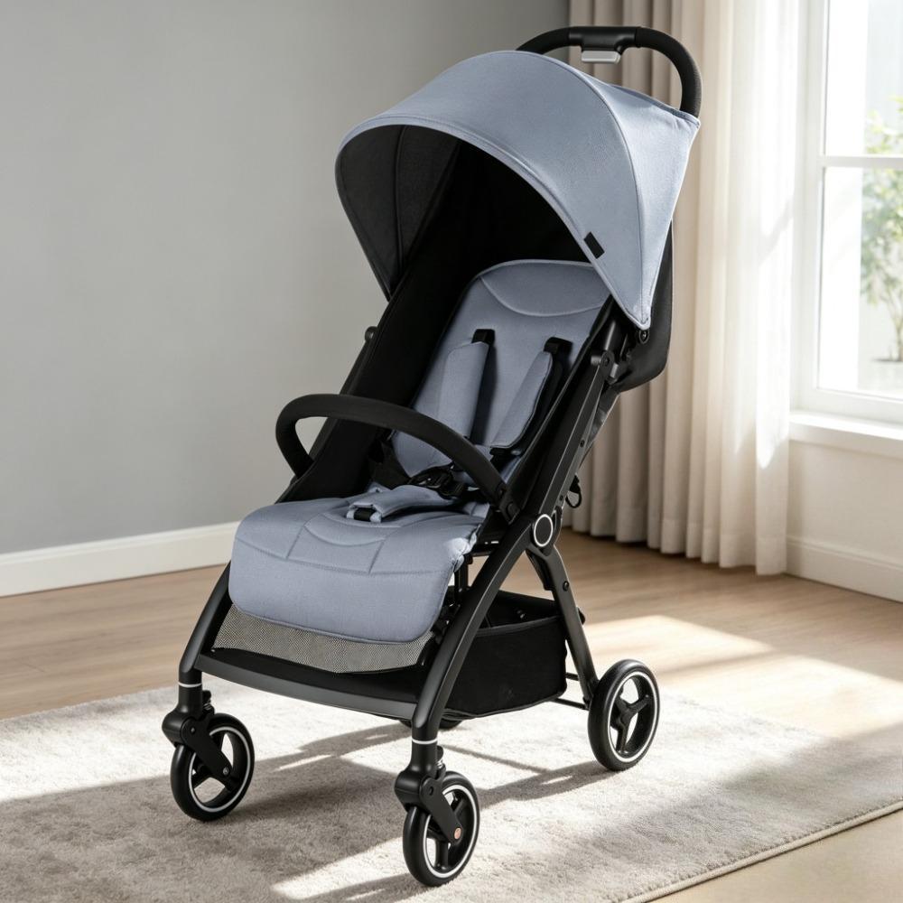 Lightweight Travel Pushchair for 0-36 Months, One-Hand Fold Baby Stroller with Adjustable Recline & Sun Canopy, 5-Point Safety Harness, Large Under-Seat Basket, Compact for Car Boot [Plus A Free Gift]