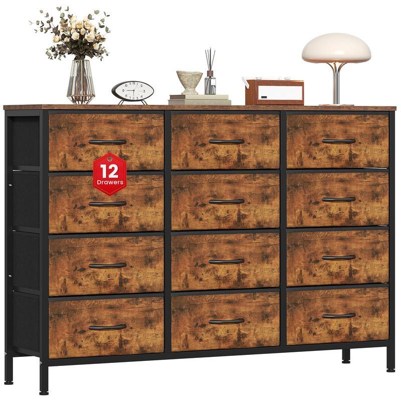 【NS】 12 Drawers Chest of Drawers for Bedroom, Fabric Storage Drawer, Tall White Hallway Storage Unit